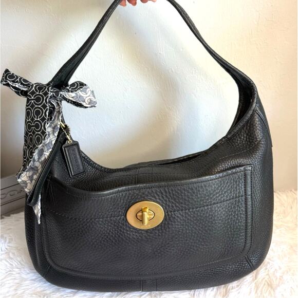 y2k COACH Ergo 11613 Black Pebbled Leather Hobo Shoulder Bag Handbag - Picture 1 of 13